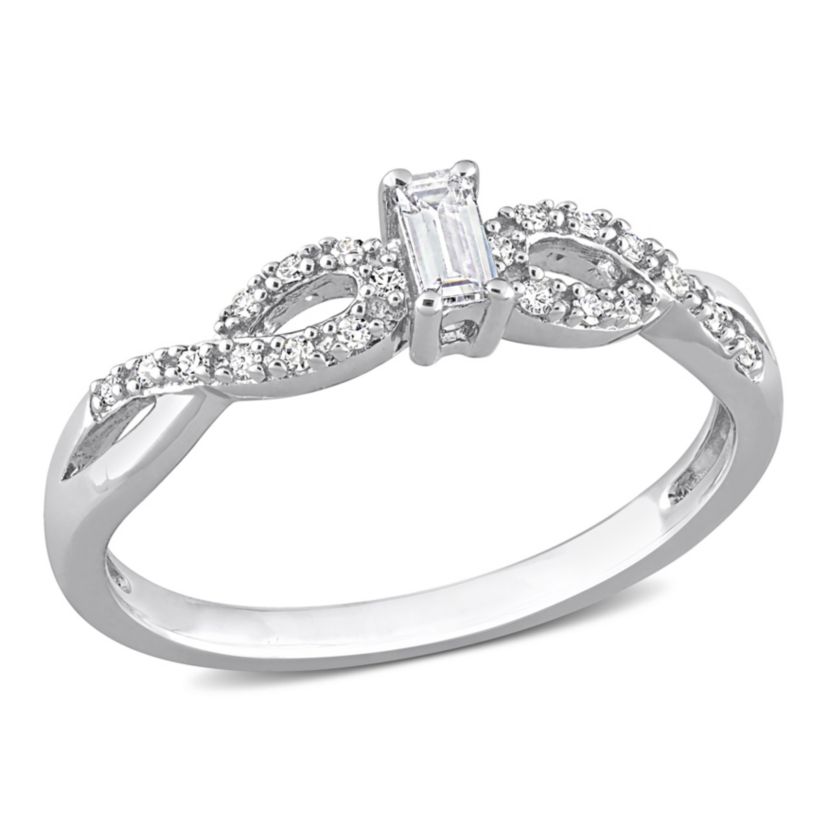 Lab Created 1/5 ct. t.g.w. Created White Sapphire and 1/10 ct. t.w. Diamond Open Infinity Ring in Sterling Silver