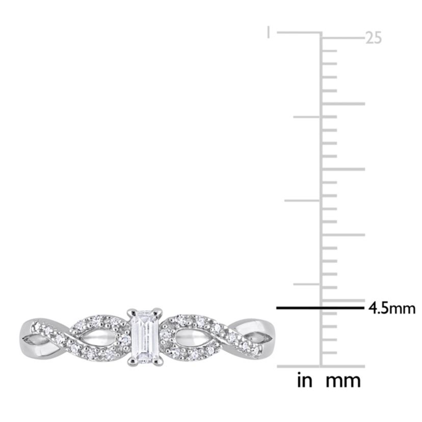 Lab Created 1/5 ct. t.g.w. Created White Sapphire and 1/10 ct. t.w. Diamond Open Infinity Ring in Sterling Silver