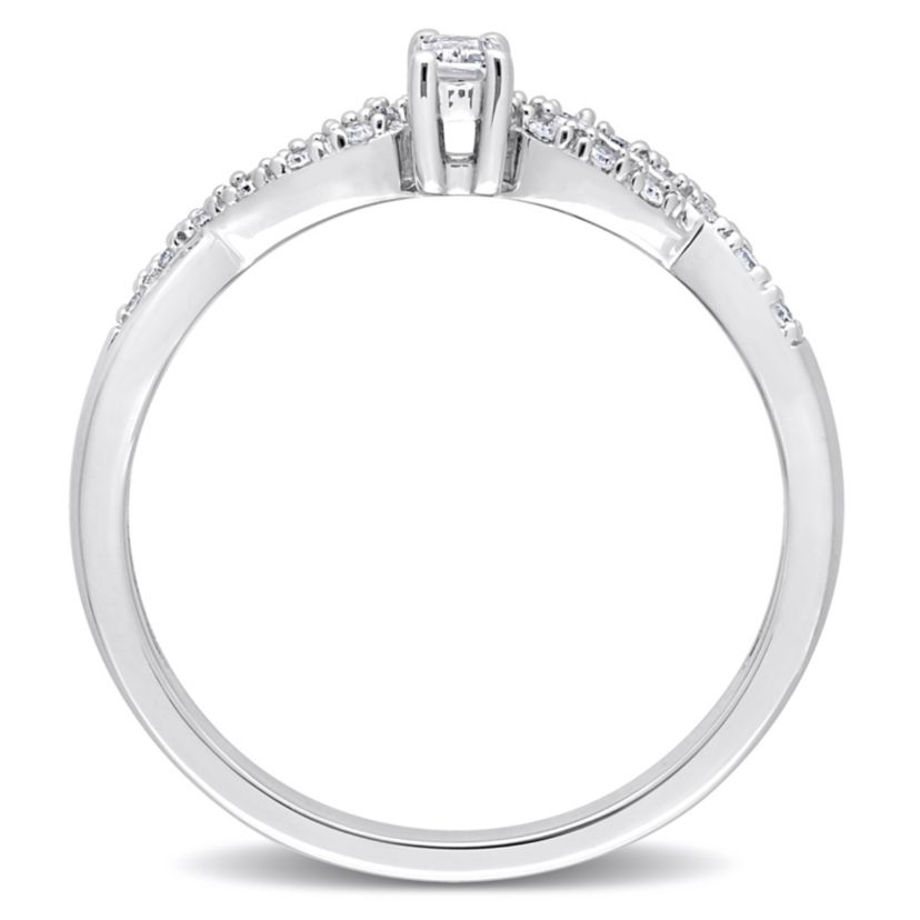 Lab Created 1/5 ct. t.g.w. Created White Sapphire and 1/10 ct. t.w. Diamond Open Infinity Ring in Sterling Silver