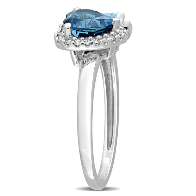 2.2 ct. t.g.w. London Blue, Sky Blue Topaz and 1/5 ct. t.w. Diamond Ring in 14K White Gold