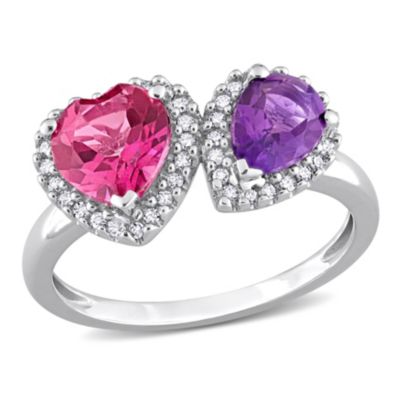 Belk & Co 2.10 ct. t.g.w. Pink Topaz, African-Amethyst and 1/5 ct. t.w. Diamond Ring in 14K White Gold, 9 -  0075000349770