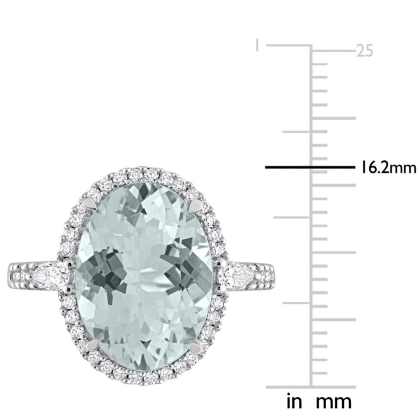 5.6 ct. t.g.w. Aquamarine and 1/2 ct. t.w. Diamond Halo Cocktail Ring in 14K White Gold