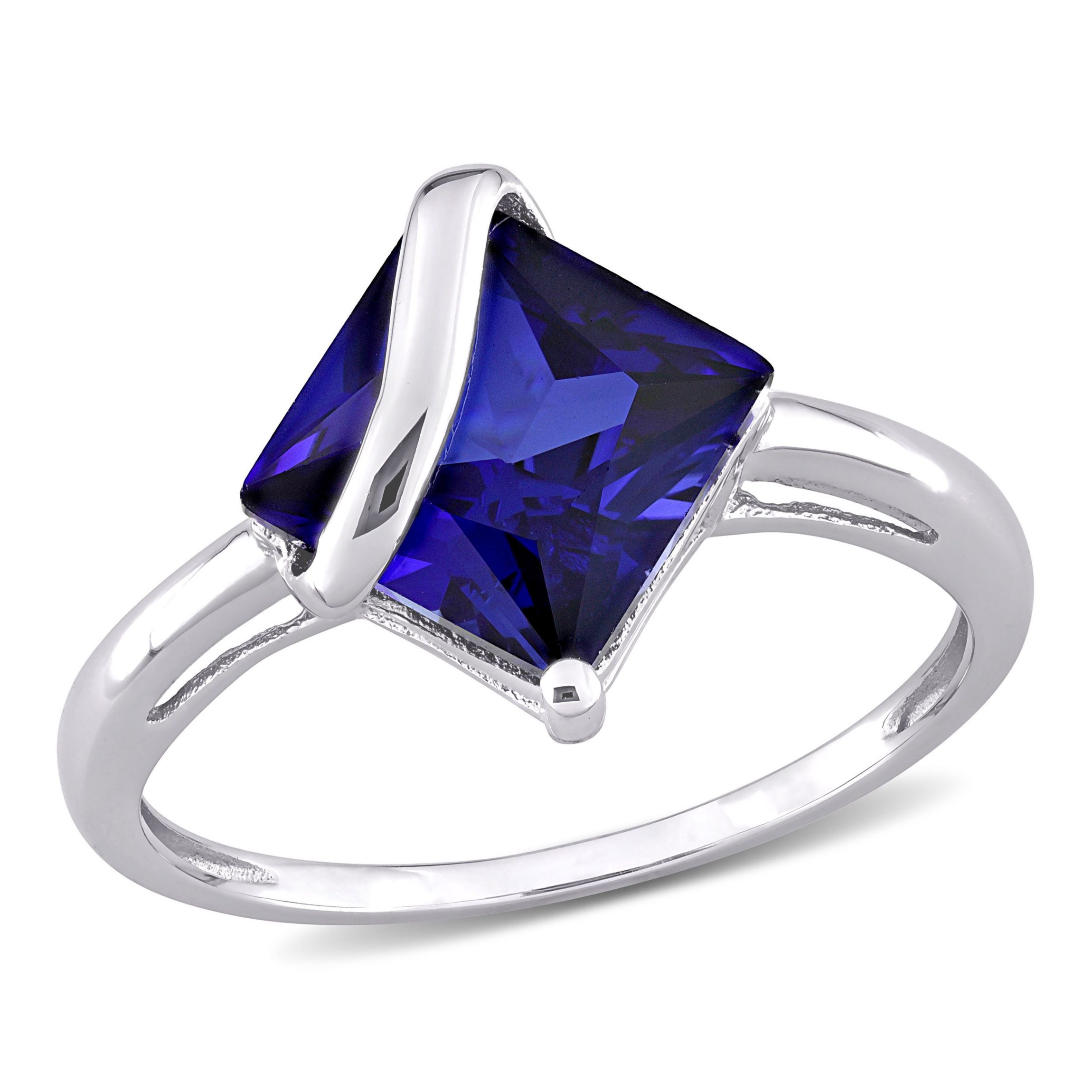 3.06 ct. t.g.w. Created Blue Sapphire Cocktail Ring in 10K White Gold