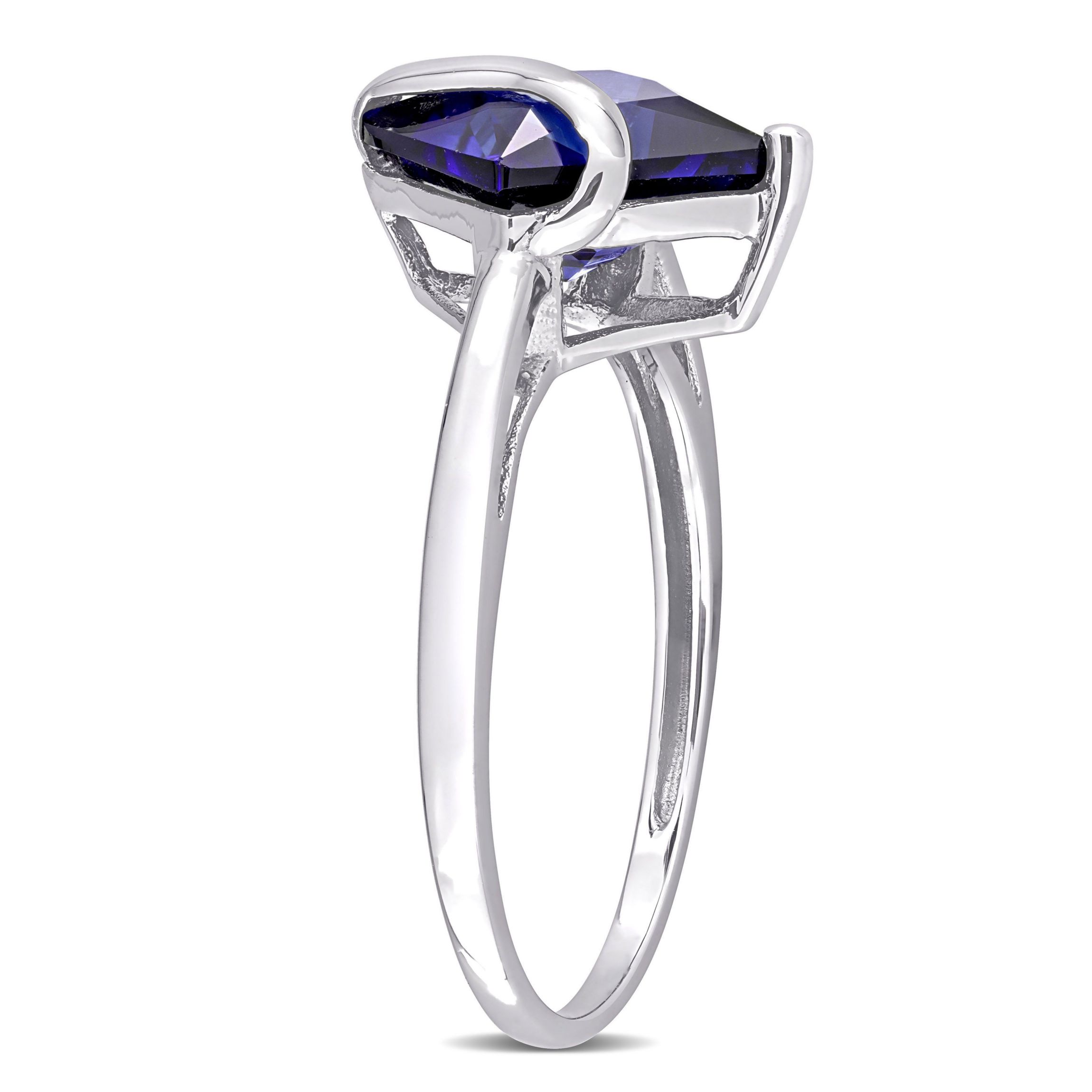 3.06 ct. t.g.w. Created Blue Sapphire Cocktail Ring in 10K White Gold