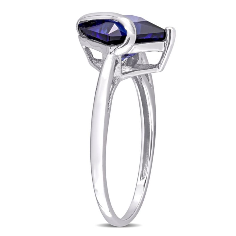 3.06 ct. t.g.w. Created Blue Sapphire Cocktail Ring in 10K White Gold