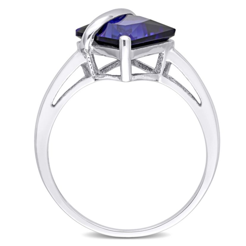 3.06 ct. t.g.w. Created Blue Sapphire Cocktail Ring in 10K White Gold
