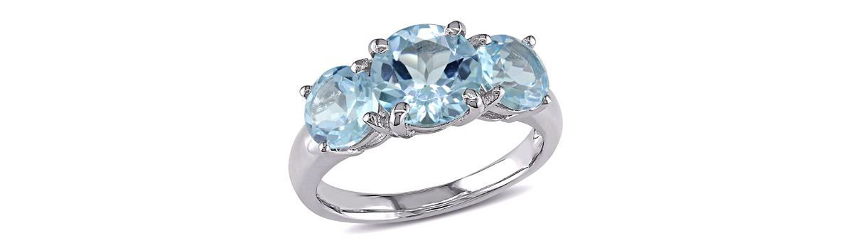 4.38 ct. t.g.w. Sky Blue Topaz 3-Stone Ring in Sterling Silver