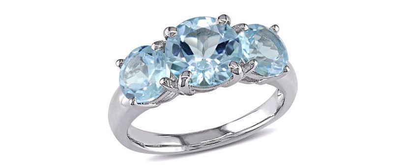 4.38 ct. t.g.w. Sky Blue Topaz 3-Stone Ring in Sterling Silver