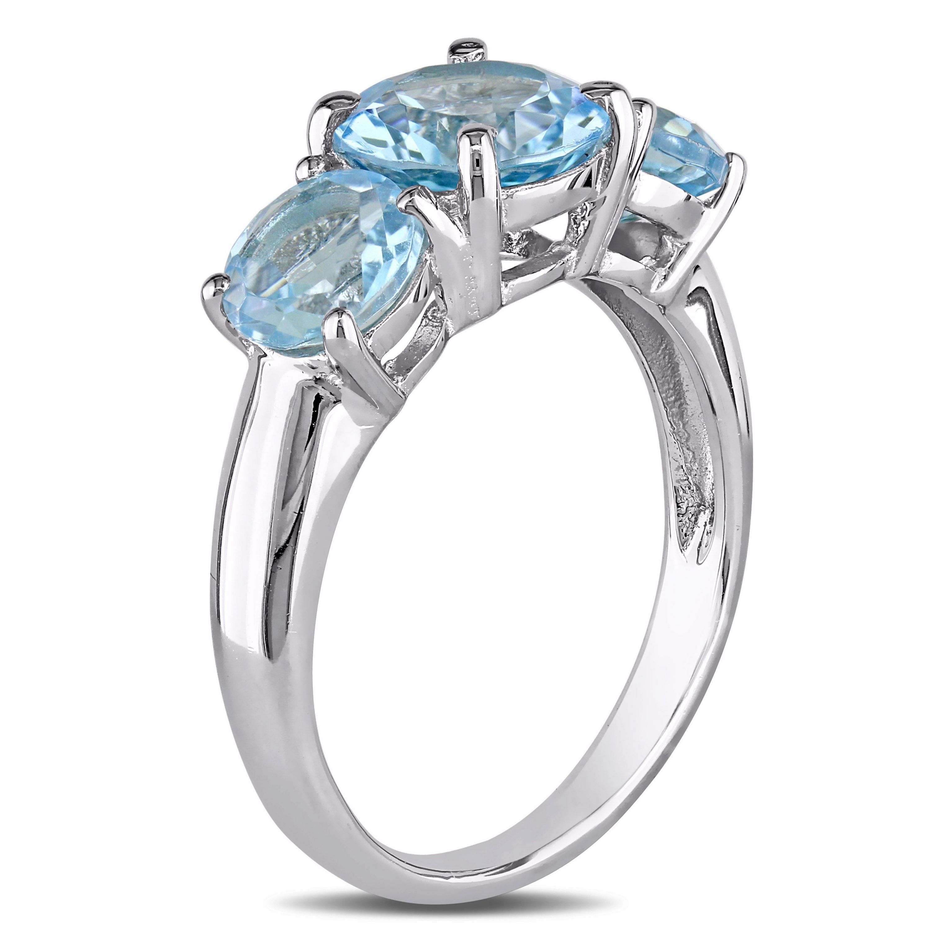 4.38 ct. t.g.w. Sky Blue Topaz 3-Stone Ring in Sterling Silver