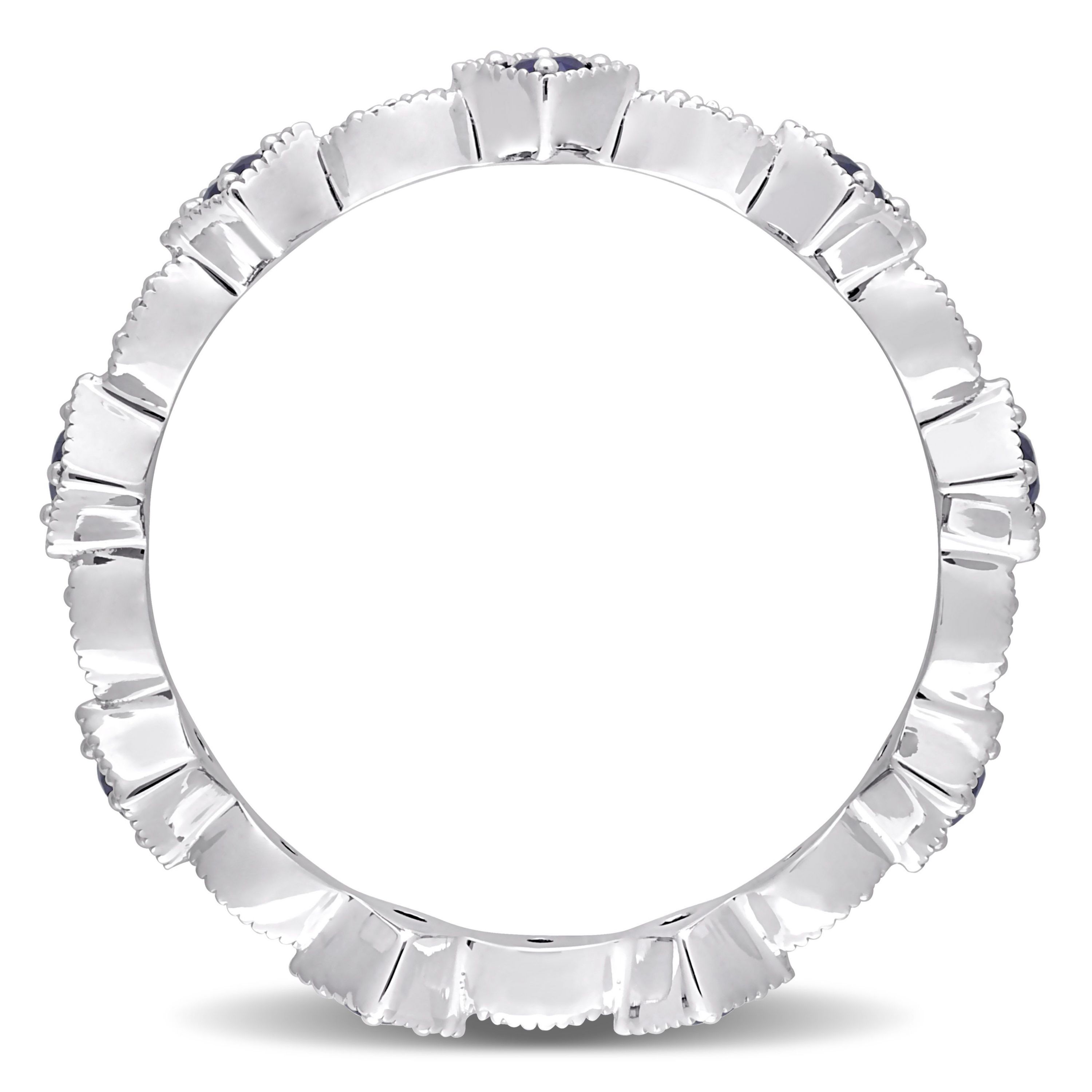 1/2 ct. t.g.w. Created Blue Sapphire and 1/10 ct. t.w. Diamond Stackable Ring in 10K White Gold