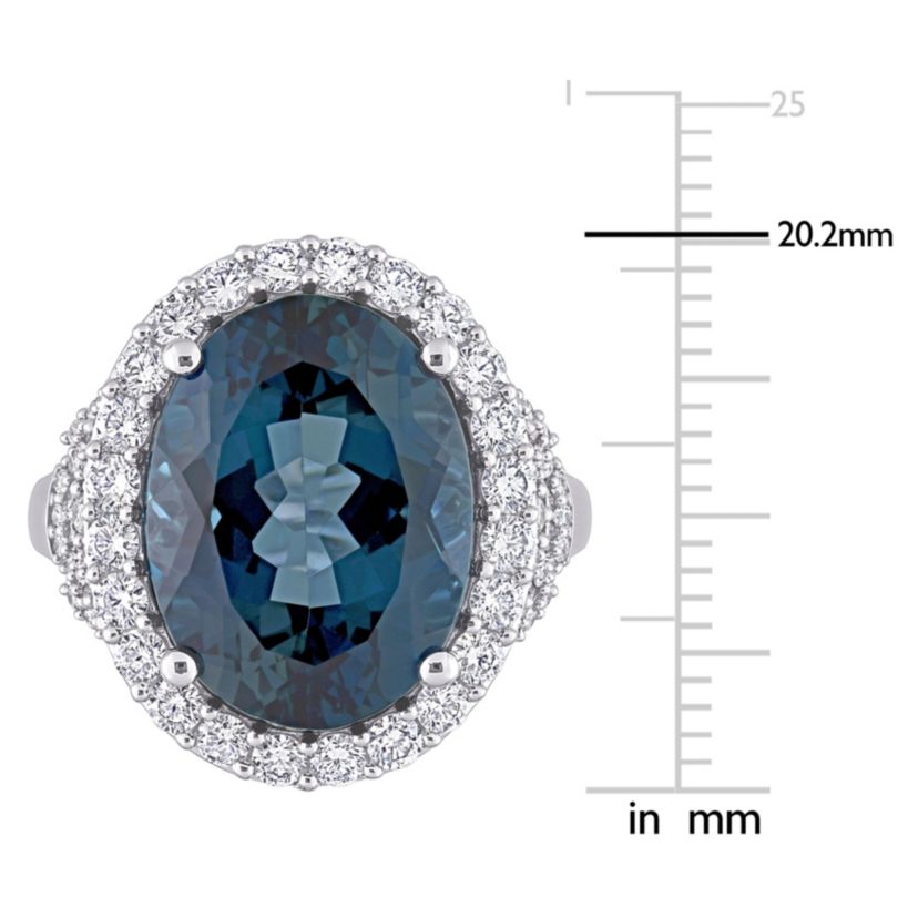 3.75 ct. t.g.w. Aquamarine and 3/5 ct. t.w. Diamond Split Shank Cocktail Ring in 14K White Gold