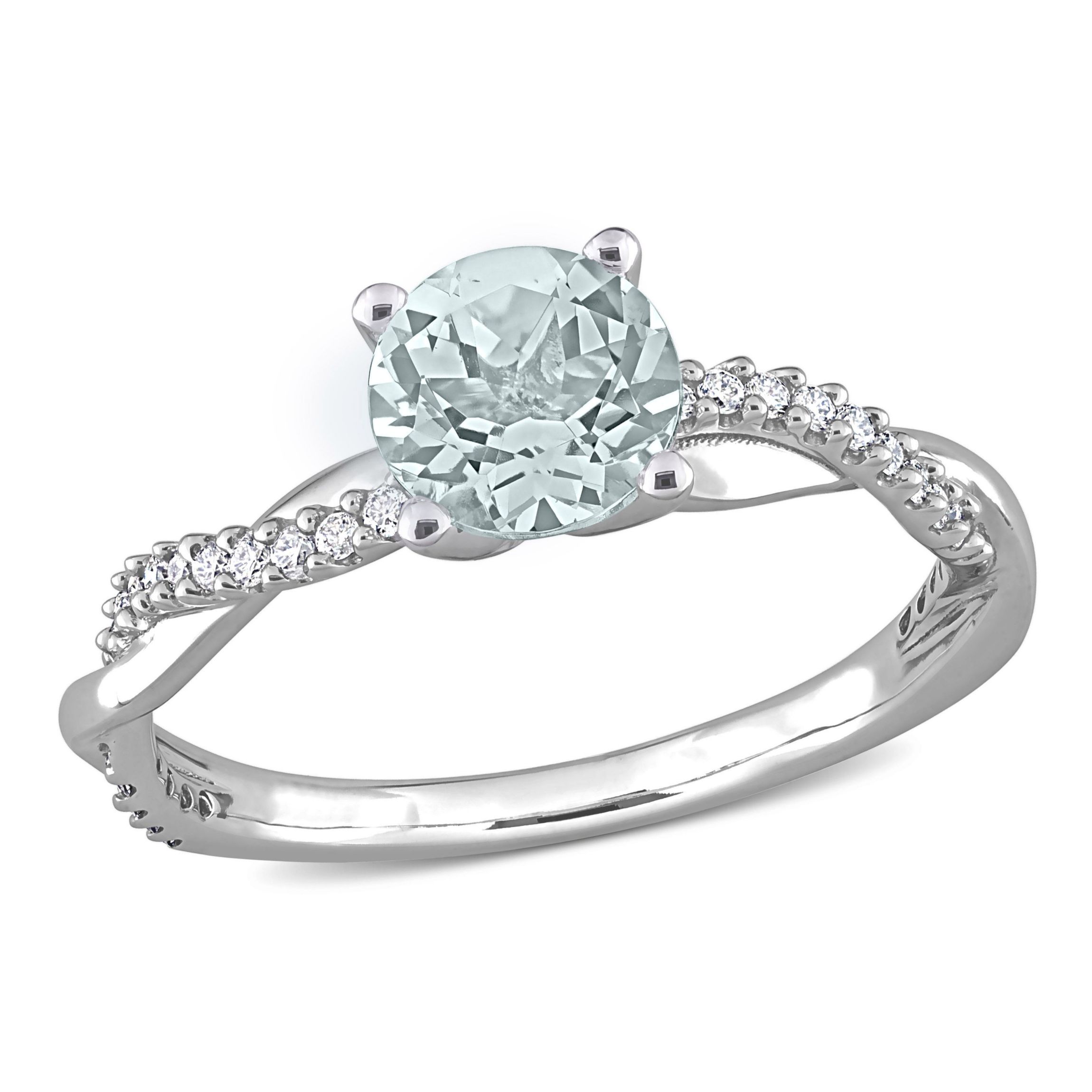 1 ct. t.g.w. Aquamarine and 1/6 ct. t.w. Diamond Solitaire Ring in 14K White Gold