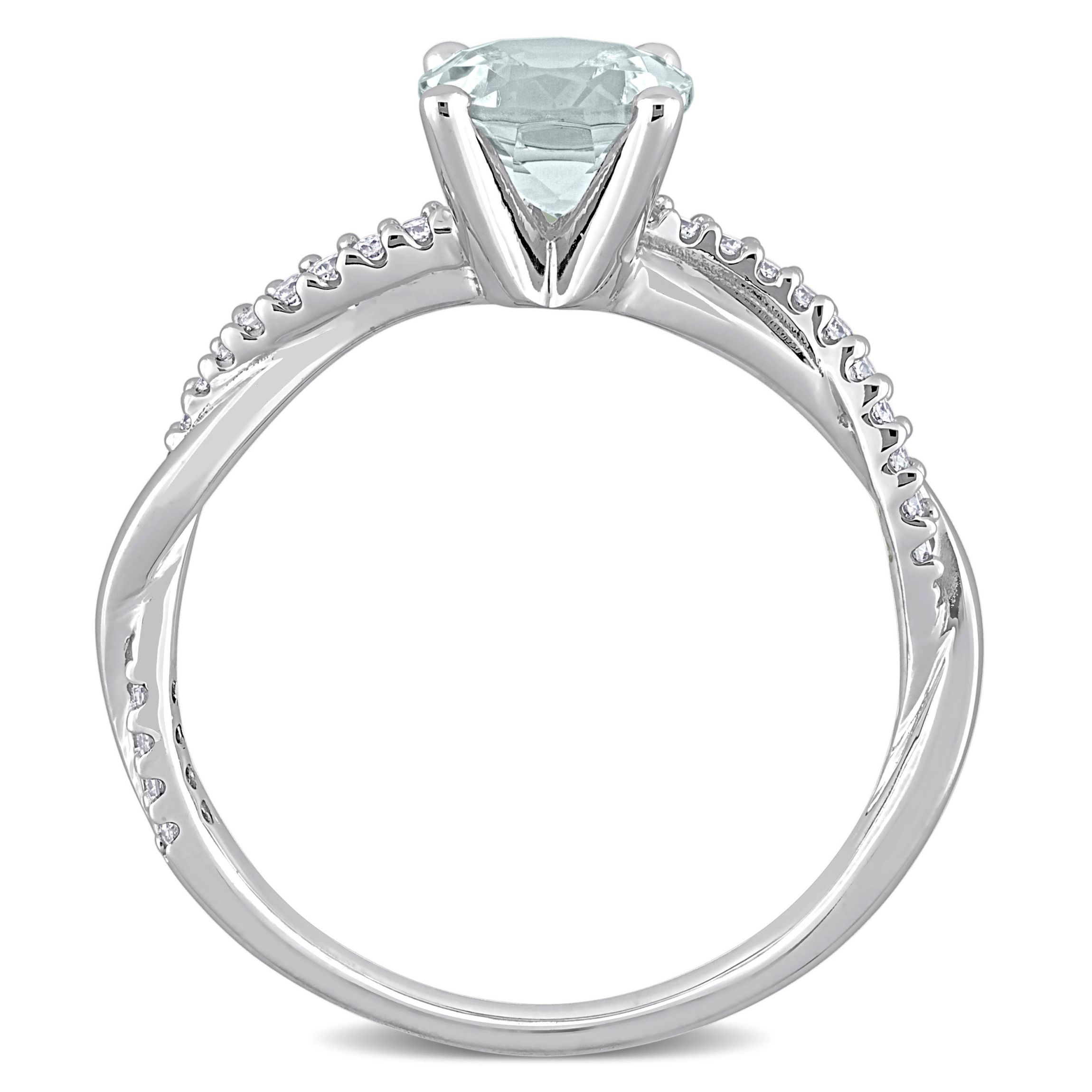 1 ct. t.g.w. Aquamarine and 1/6 ct. t.w. Diamond Solitaire Ring in 14K White Gold