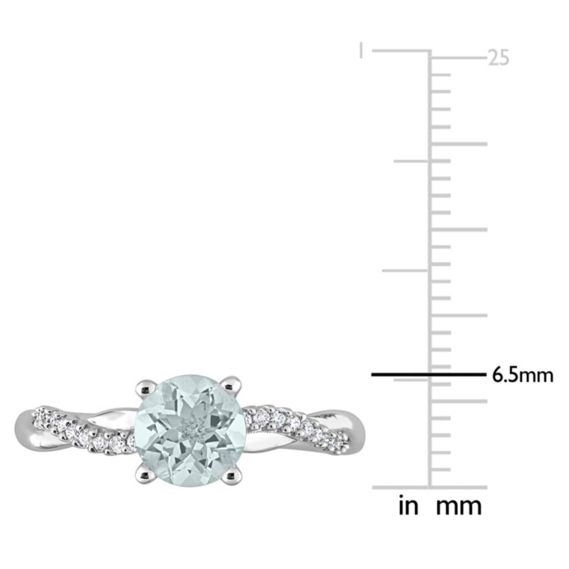 1 ct. t.g.w. Aquamarine and 1/6 ct. t.w. Diamond Solitaire Ring in 14K White Gold
