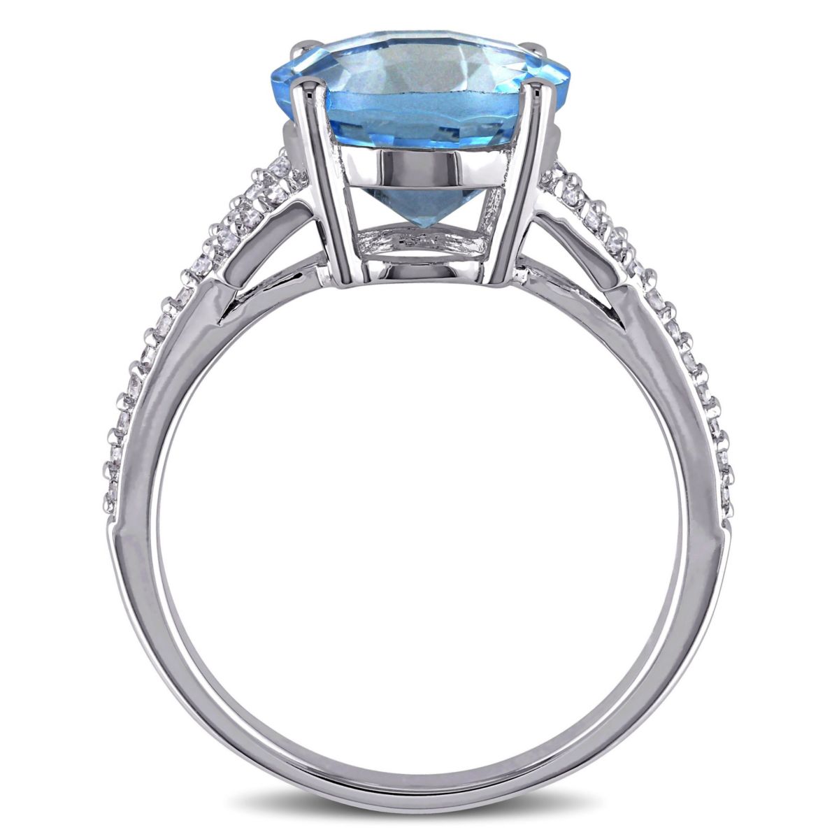4.57 ct. t.g.w. Swiss Blue Topaz and 1/6 ct. t.w. Diamond Cocktail Ring in 14K White Gold