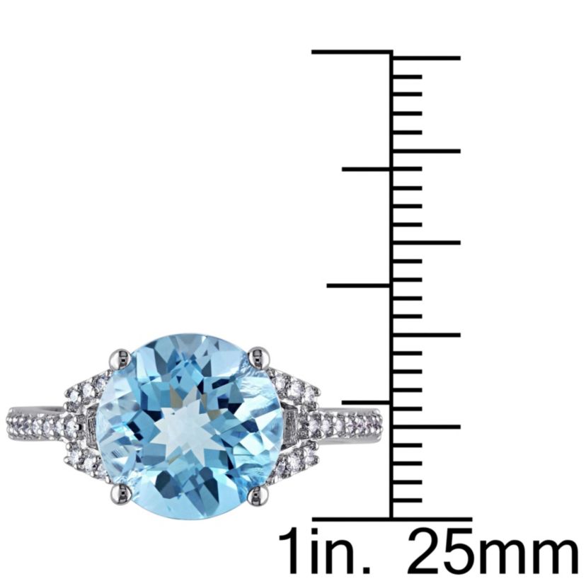 4.57 ct. t.g.w. Swiss Blue Topaz and 1/6 ct. t.w. Diamond Cocktail Ring in 14K White Gold