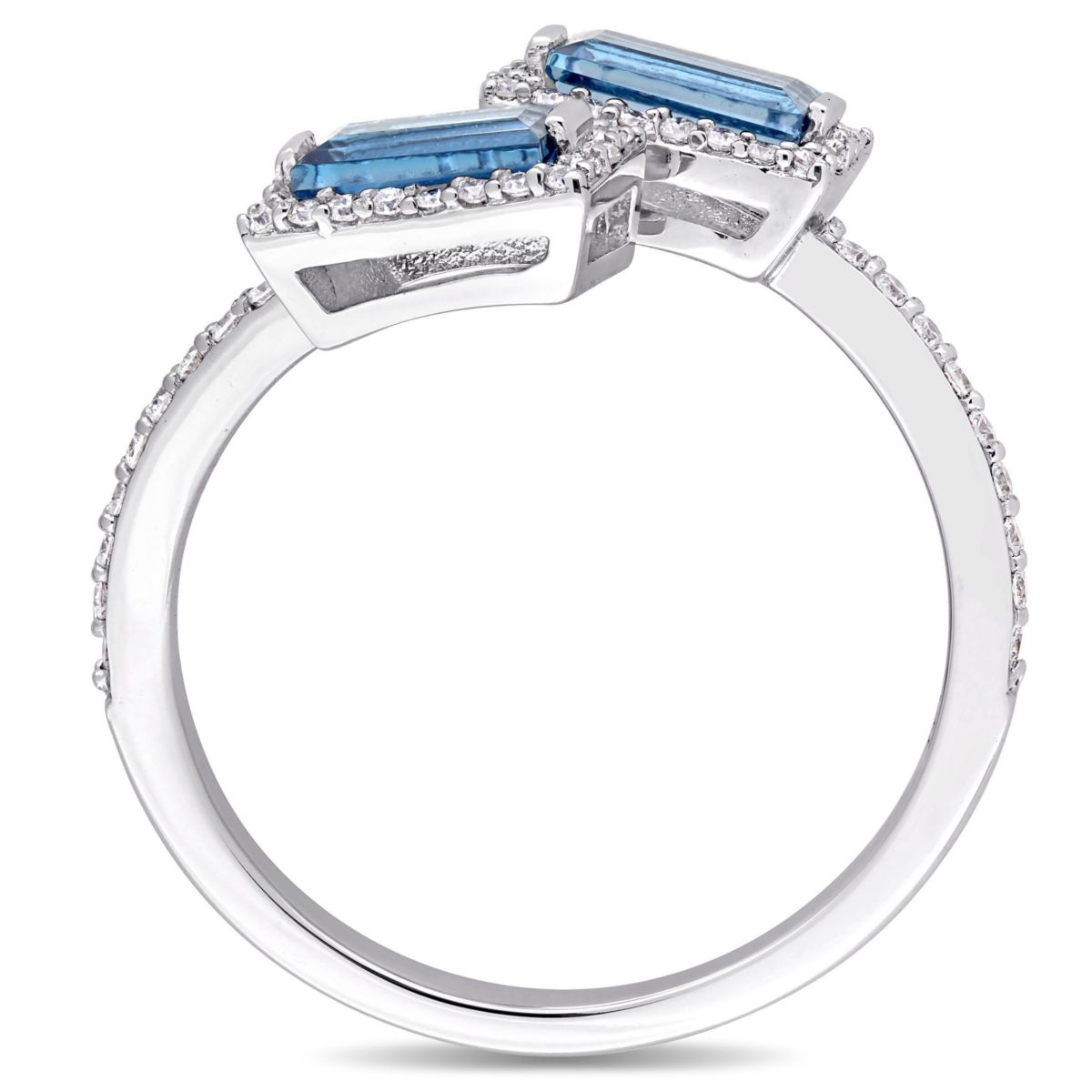 7/8 ct. t.g.w. London Blue Topaz and 1/4 ct. t.w. Diamond Halo Ring in 14K White Gold