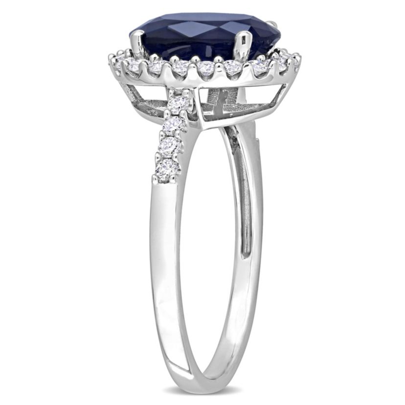 3.3 ct. t.g.w. Diffused Sapphire and 2/5 ct. t.w. Diamond Ring in 14K White Gold