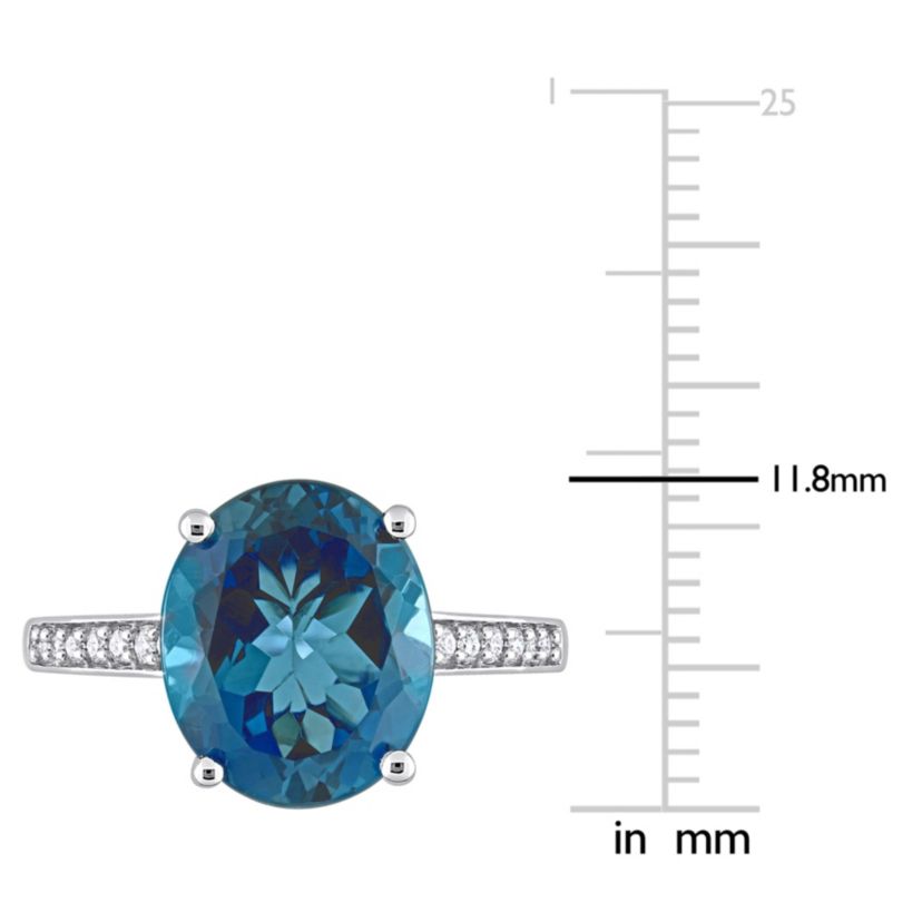 5.07 ct. t.g.w. London Blue Topaz and 1/4 ct. t.w. Diamond Cocktail Ring in 14K White Gold