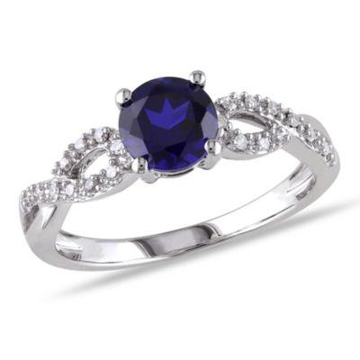 Belk & Co 1 ct. t.g.w. Created Blue Sapphire and 1/10 ct. t.w. Diamond Infinity Ring in 10K White Gold, 4 -  0075000408088