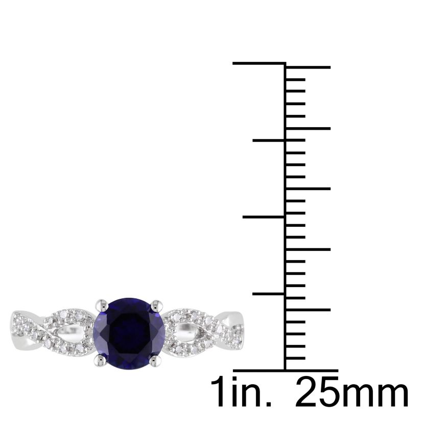 1 ct. t.g.w. Created Blue Sapphire and 1/10 ct. t.w. Diamond Infinity Ring in 10K White Gold