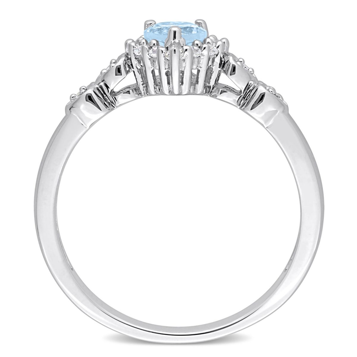 2/5 ct. t.g.w. Sky Blue Topaz, Created White Sapphire and 1/10 ct. t.w. Diamond Halo Heart Ring in Sterling Silver