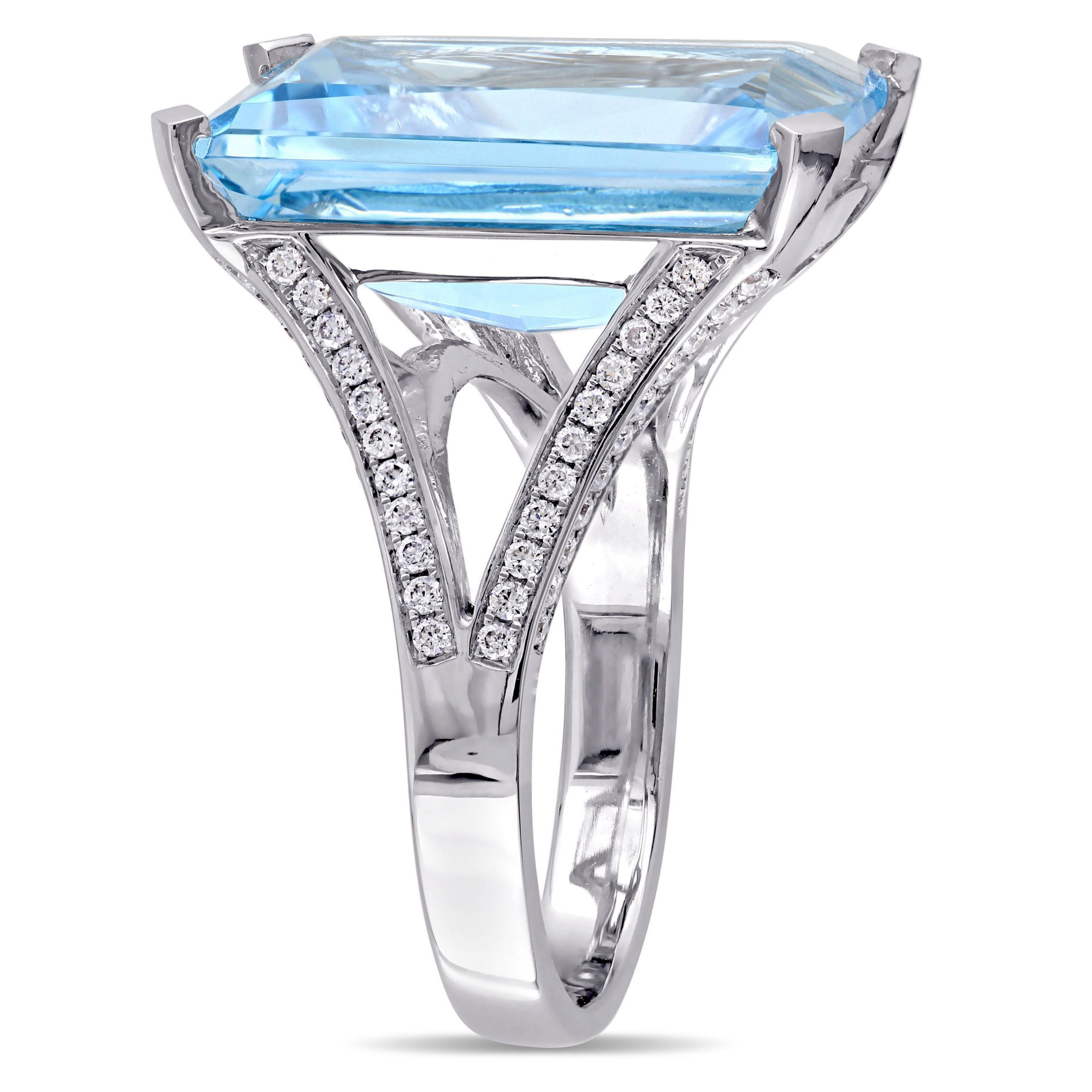 18 ct. t.g.w. Sky Blue Topaz and 2/5 ct. t.w. Diamond Cocktail Ring in 14K White Gold