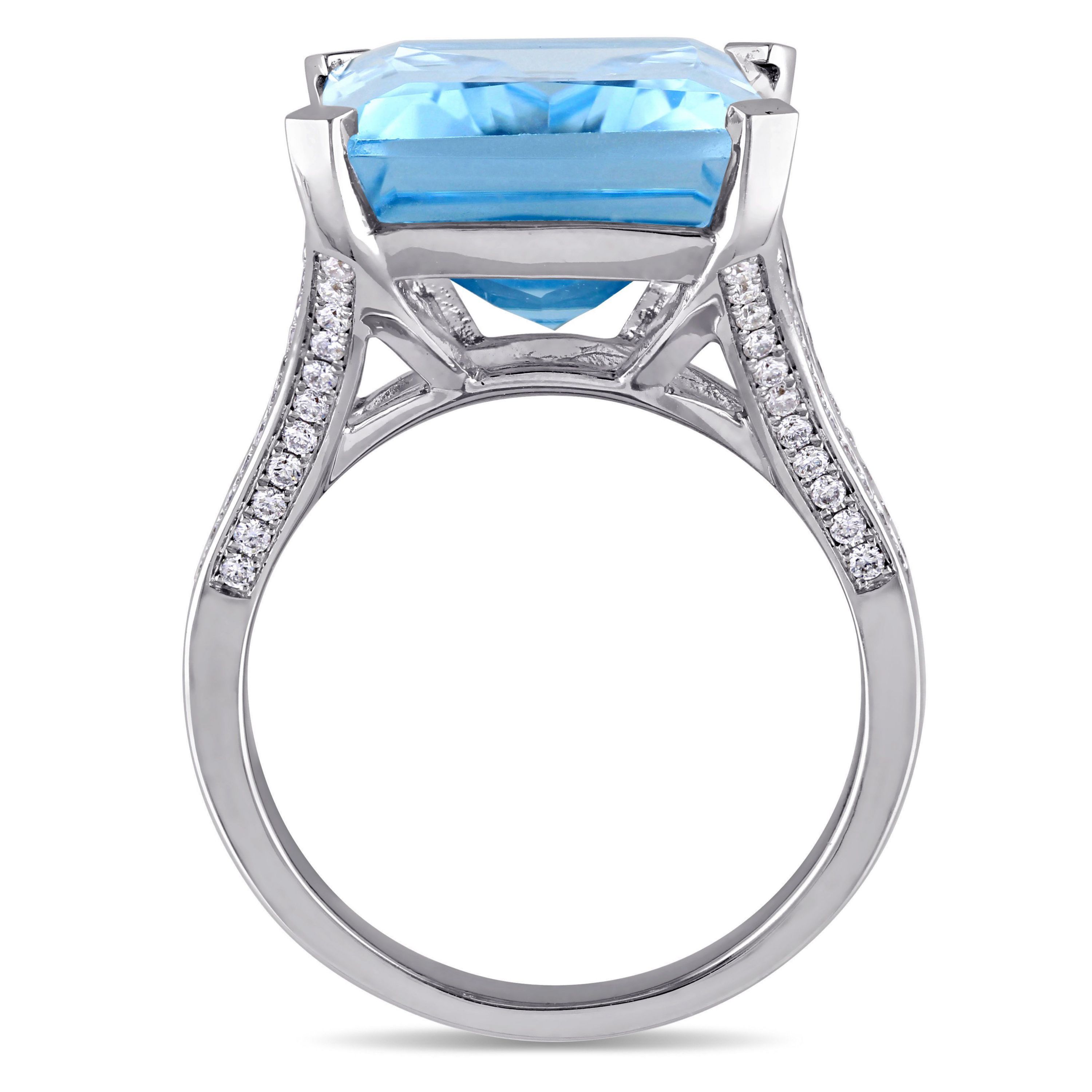 18 ct. t.g.w. Sky Blue Topaz and 2/5 ct. t.w. Diamond Cocktail Ring in 14K White Gold