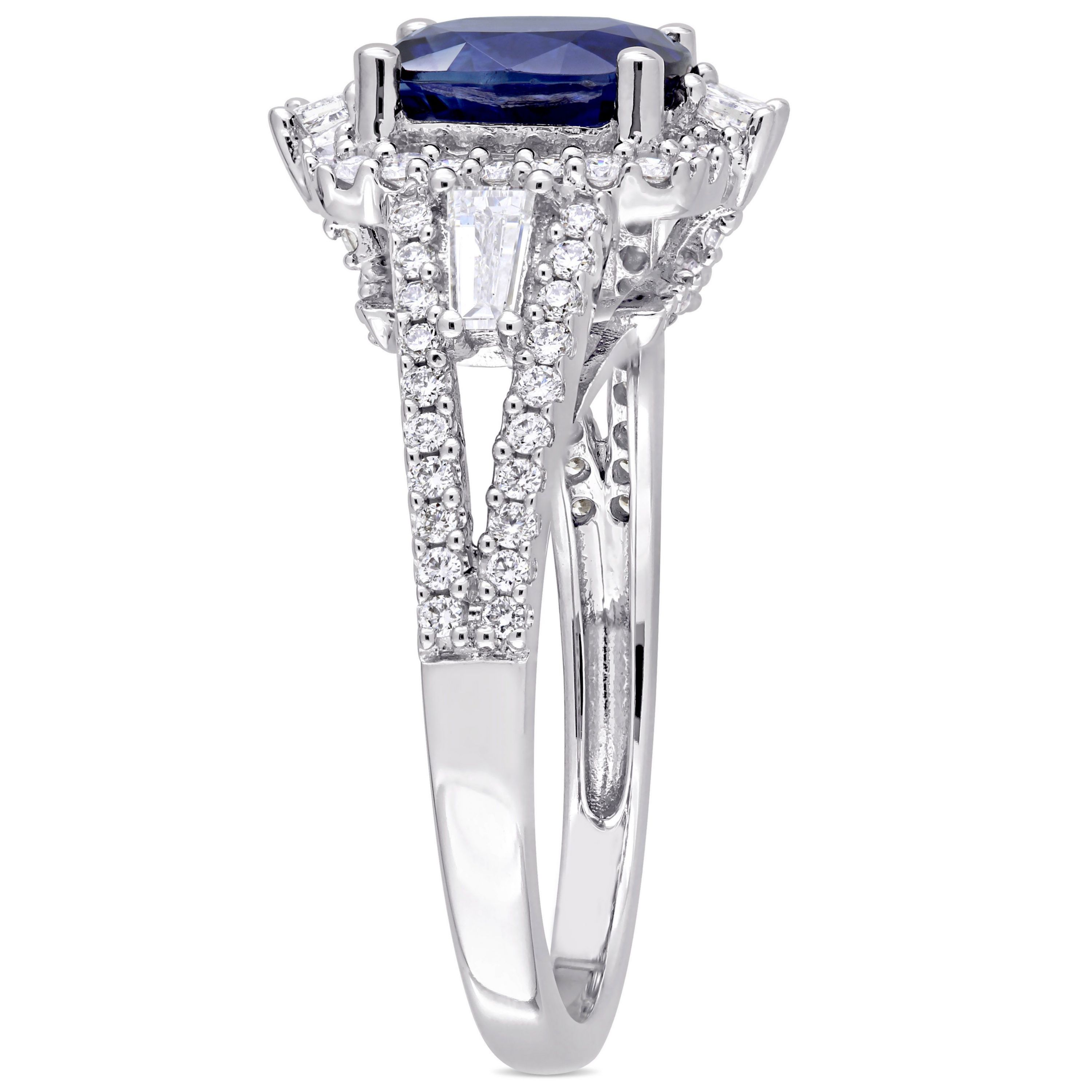 2.56 ct. t.g.w. Blue Sapphire and 3/4 ct. t.w. Diamond Engagement Ring in 14K White Gold