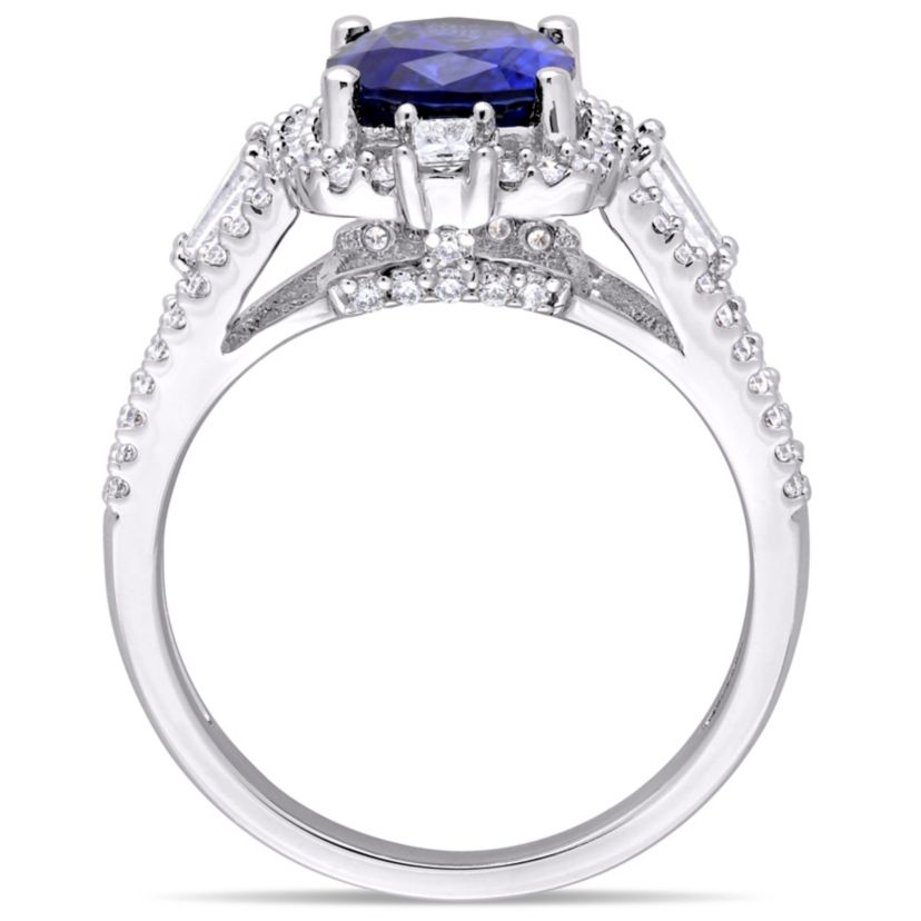 2.56 ct. t.g.w. Blue Sapphire and 3/4 ct. t.w. Diamond Engagement Ring in 14K White Gold
