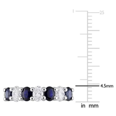 4/5 ct. t.g.w. Blue Sapphire and 1/2 t.w. Diamond Semi-Eternity Ring 14K White Gold