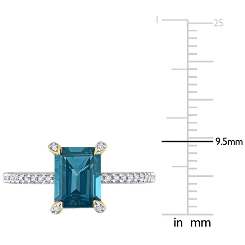 2 ct. t.g.w. London Blue Topaz and 1/10 ct. t.w. Diamond Cocktail Ring in 14K Yellow Gold