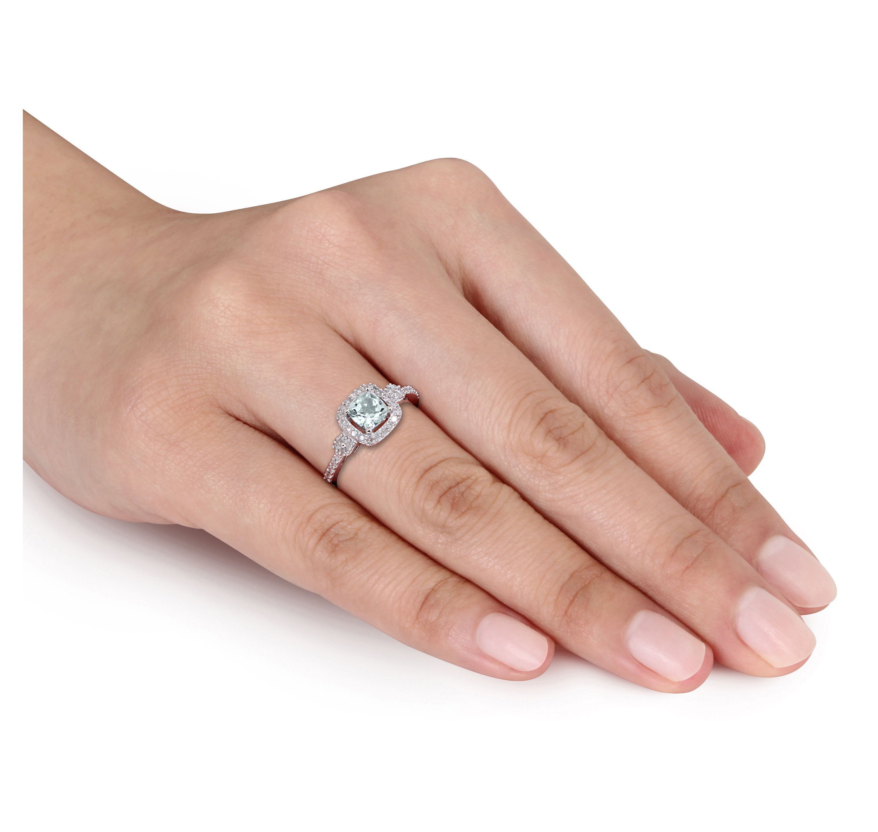 3- Piece Set of 2.1 ct. t.g.w. Aquamarine and 1/2 ct. t.w. Diamond Earrings, Pendant with Chain and Ring in 10K White Gold