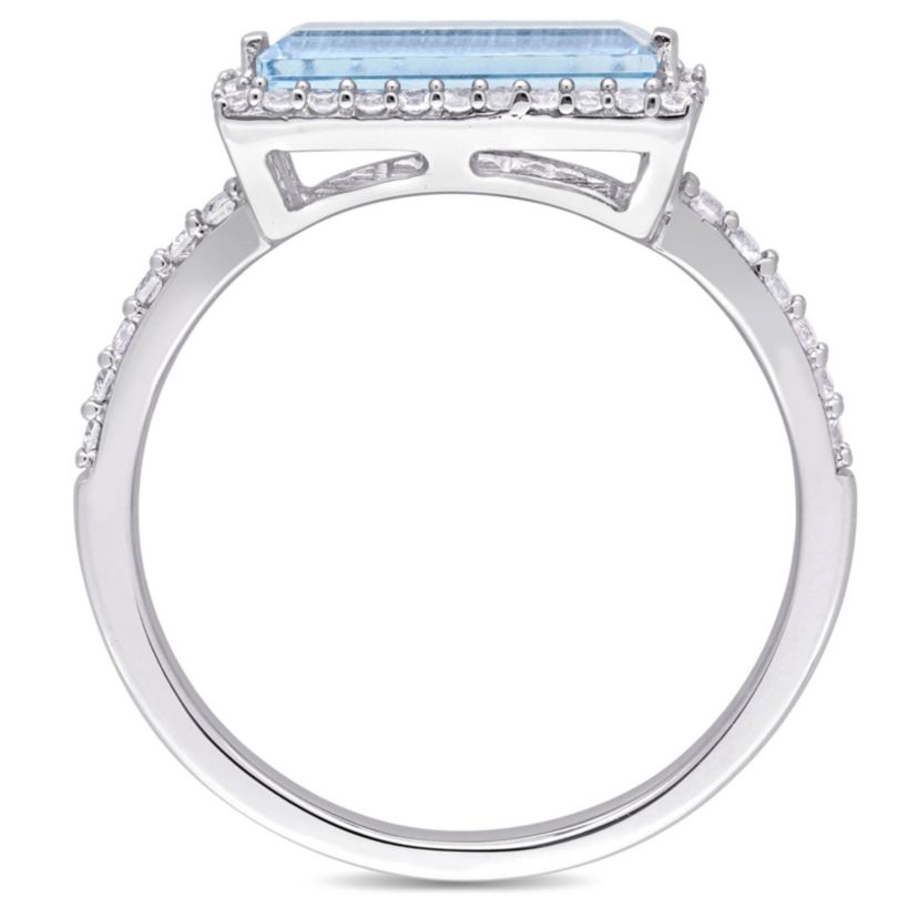 3-Piece Set of 11.5 ct. t.g.w. Sky Blue Topaz and White Sapphire Earrings, Pendant with Chain and Ring in Sterling Silver