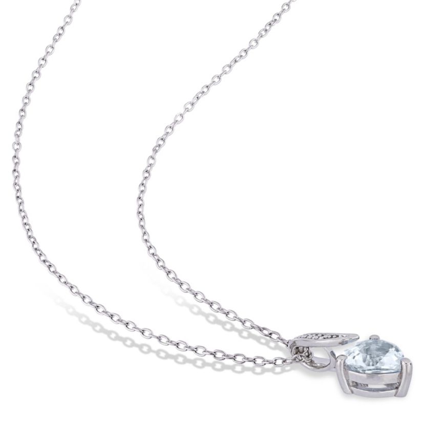 3-Piece Set of 4.3 ct. t.g.w. Aquamarine and 1/10 ct. t.w. Diamond Earrings, Pendant with Chain and Ring in Sterling Silver