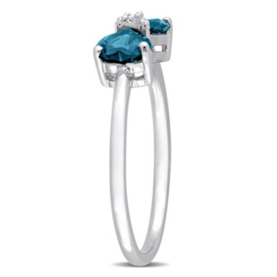 2-Piece Set of 1.9 ct. t.g.w. London Blue Topaz and 1/10 t.w. Diamond Pendant with Chain Ring 10K White Gold