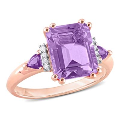 Belk & Co Amethyst And Rose De France With Diamond Accent Cocktail Ring In 18K Rose Gold Plated Sterling Silver
