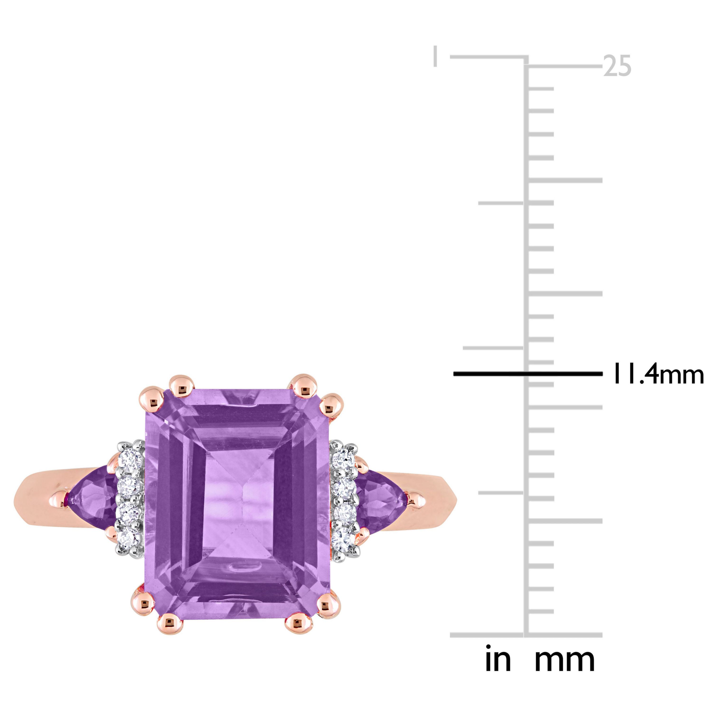 Amethyst and Rose de France with Diamond Accent Cocktail Ring in 18K Rose Gold Plated Sterling Silver