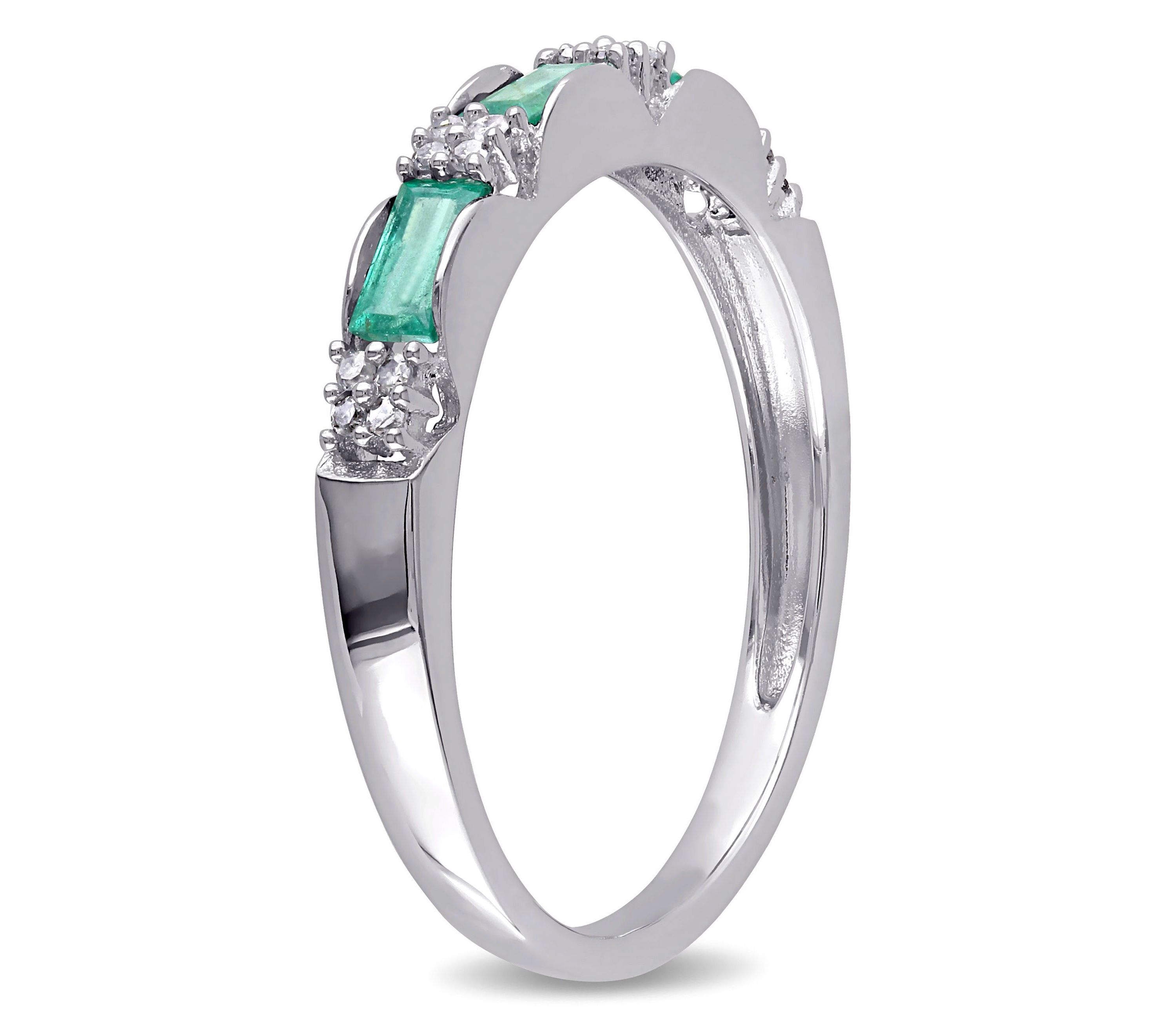 Emerald and Diamond Accent Eternity Ring in 10K White Gold