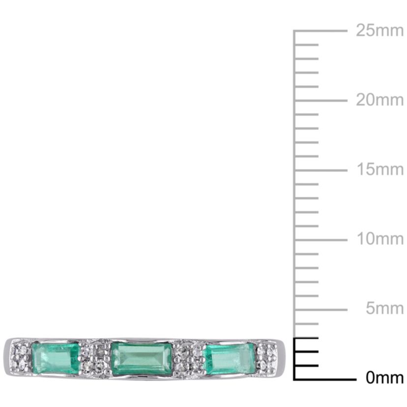 Emerald and Diamond Accent Eternity Ring in 10K White Gold
