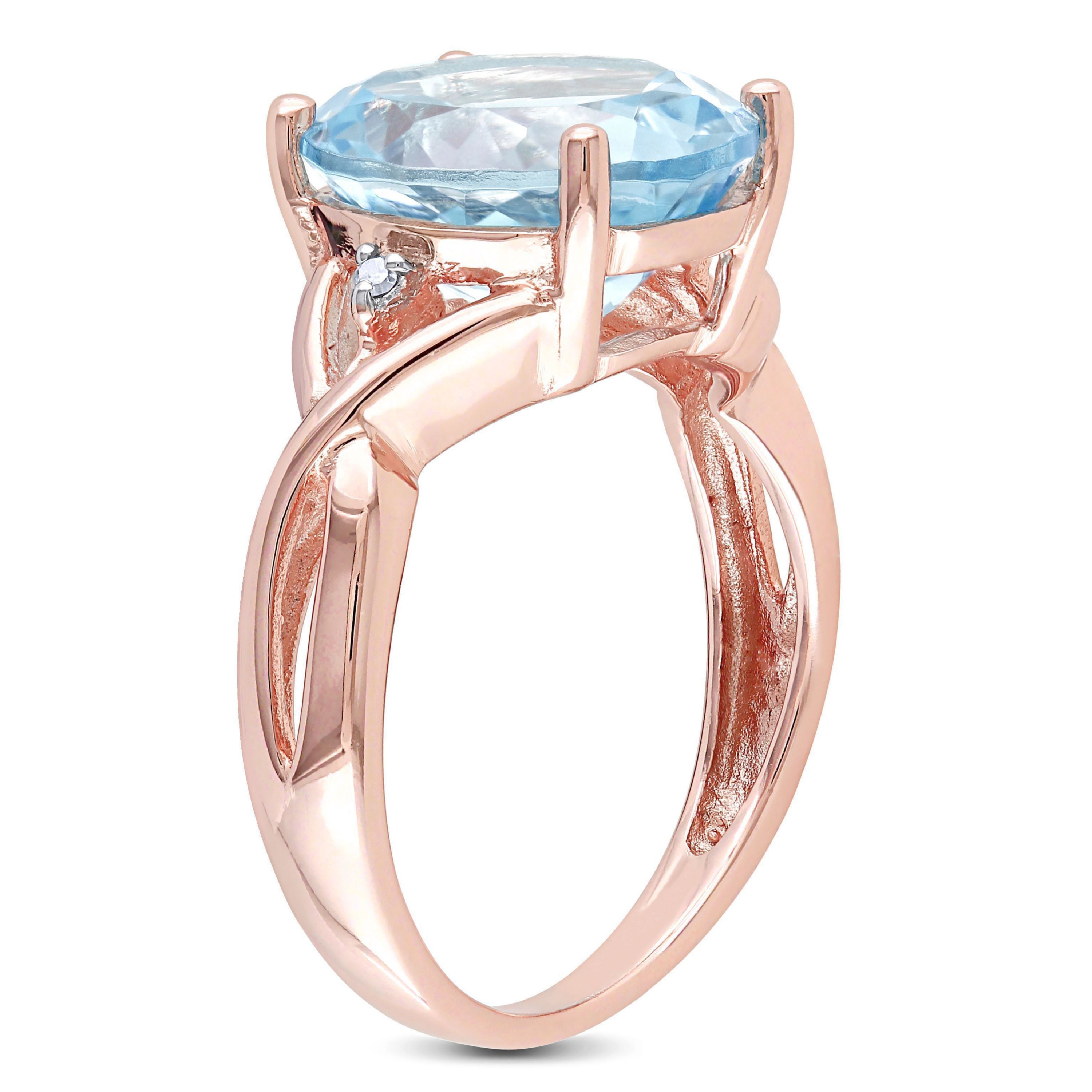 5.5 ct. t.g.w. Sky Blue Topaz and 1/10 ct. t.w. Diamond Cocktail Ring in Rose Plated Sterling Silver