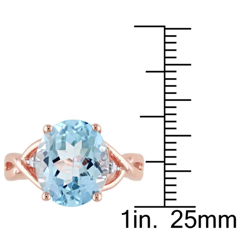 5.5 ct. t.g.w. Sky Blue Topaz and 1/10 ct. t.w. Diamond Cocktail Ring in Rose Plated Sterling Silver