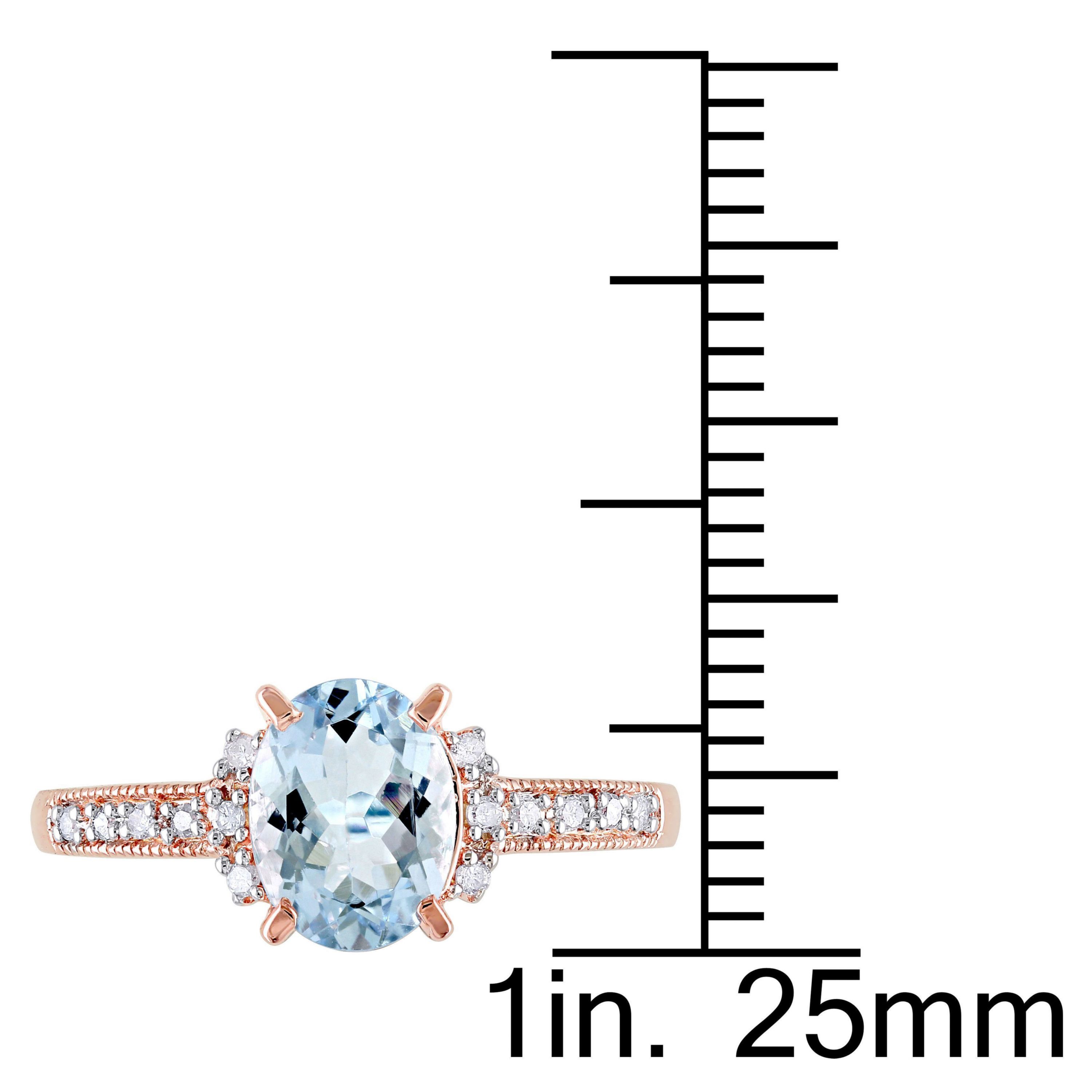 1 ct. t.g.w. Aquamarine and 1/10 ct. t.w. Diamond Cocktail Ring in Rose Plated Sterling Silver