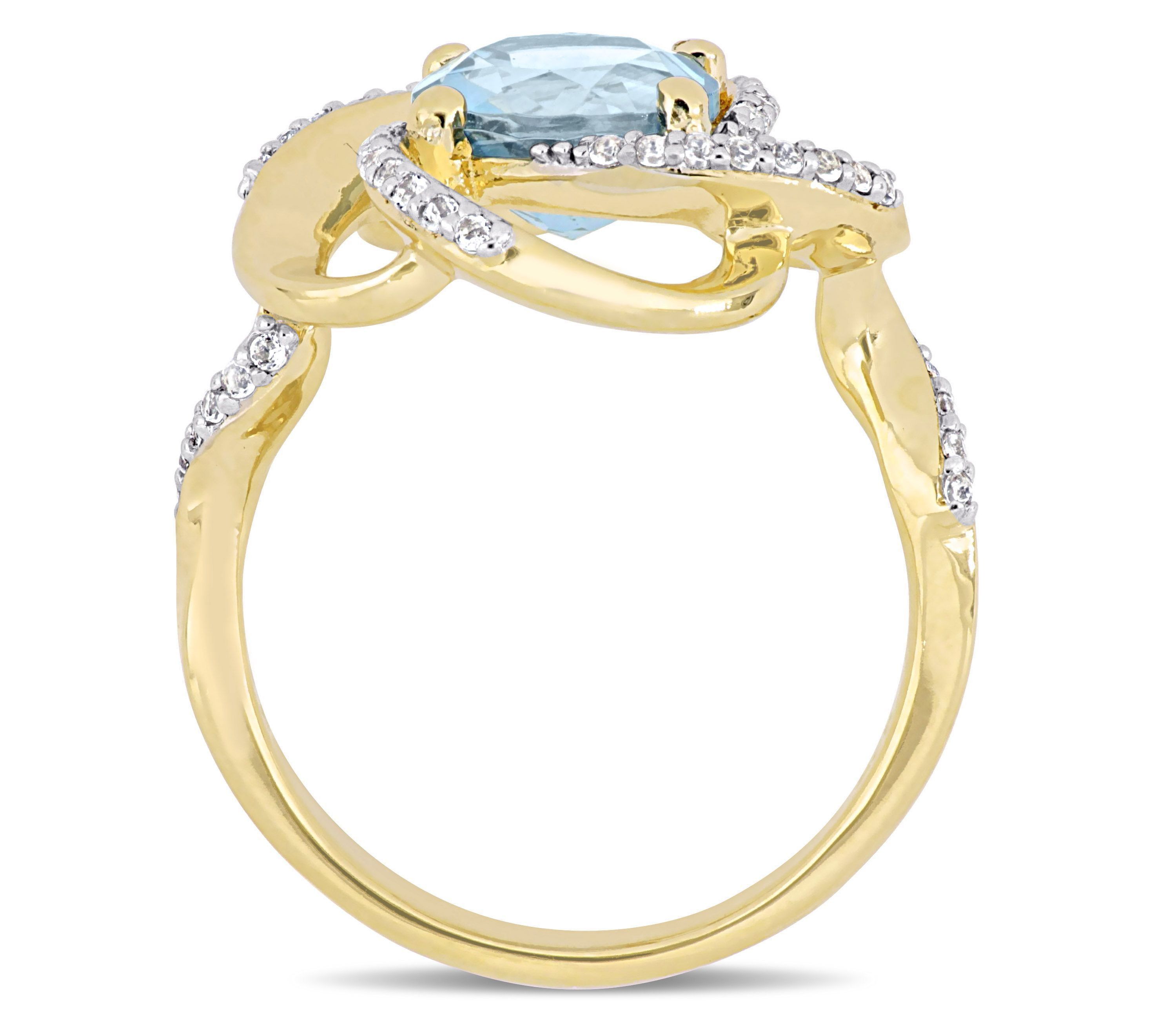 2.57 ct. t.g.w. Sky Blue Topaz and White Topaz Swirl Ring in Yellow Plated Sterling Silver