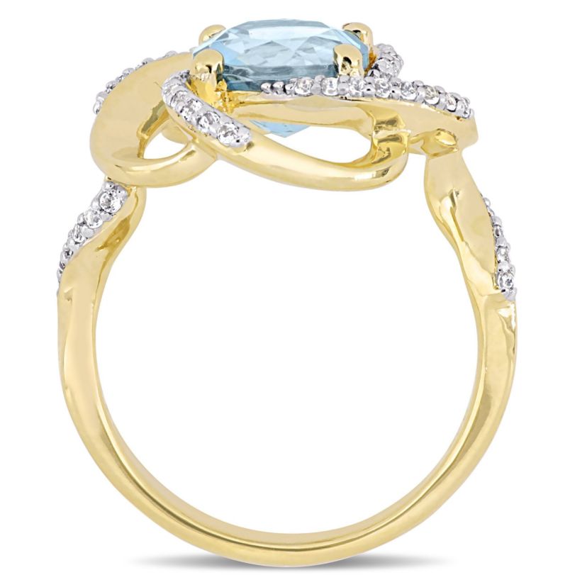 2.57 ct. t.g.w. Sky Blue Topaz and White Topaz Swirl Ring in Yellow Plated Sterling Silver