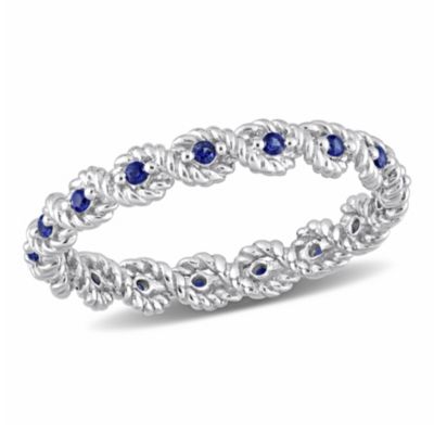 1/6 ct. t.g.w. Created Blue Sapphire Stackable Ring 10K White Gold