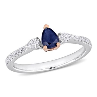 Belk & Co 1/2 ct. t.g.w. Blue Sapphire and 1/4 ct. t.w. Diamond Solitaire Ring in 14K Two-Tone Gold, 8.5