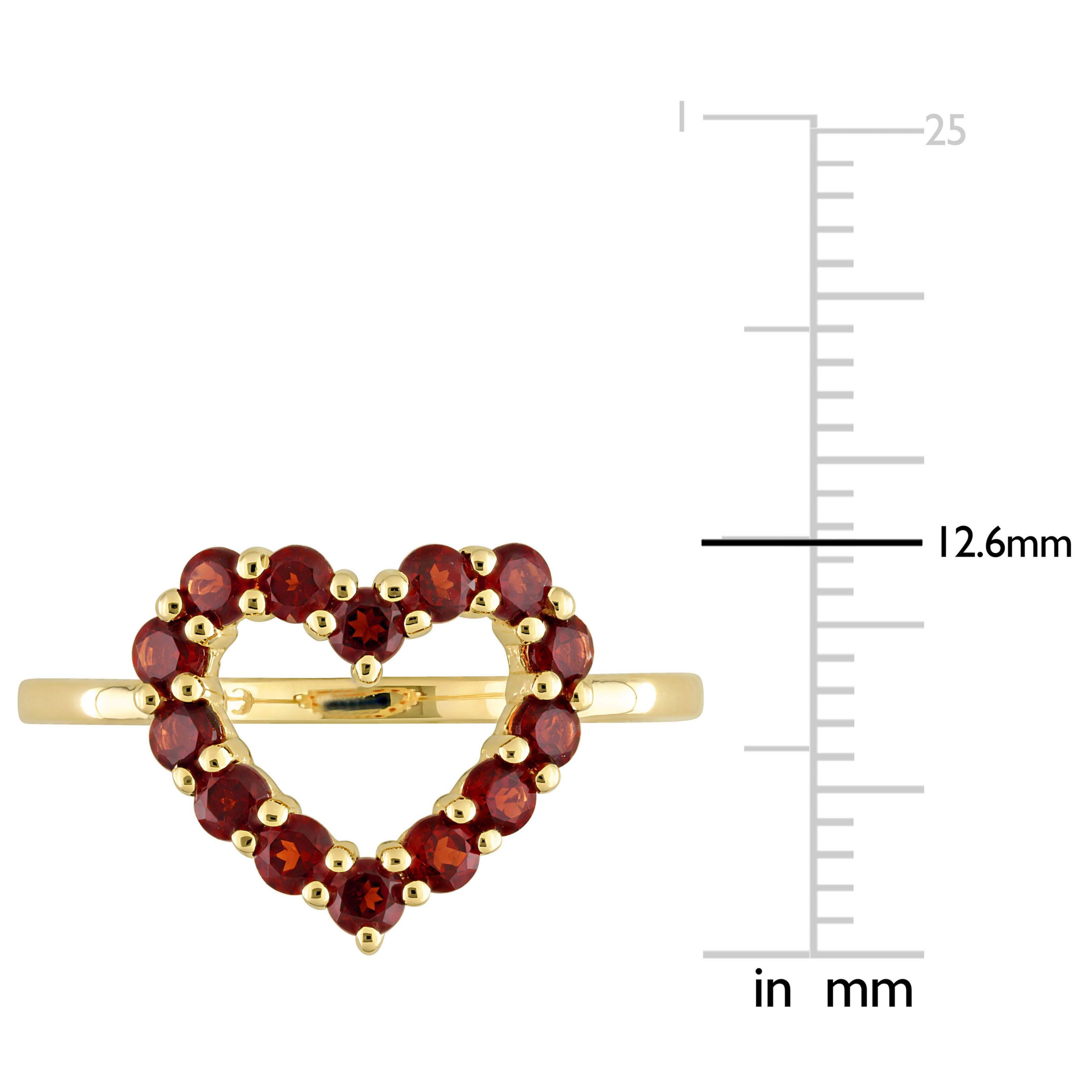 Garnet Open Heart Ring in 10K Yellow Gold