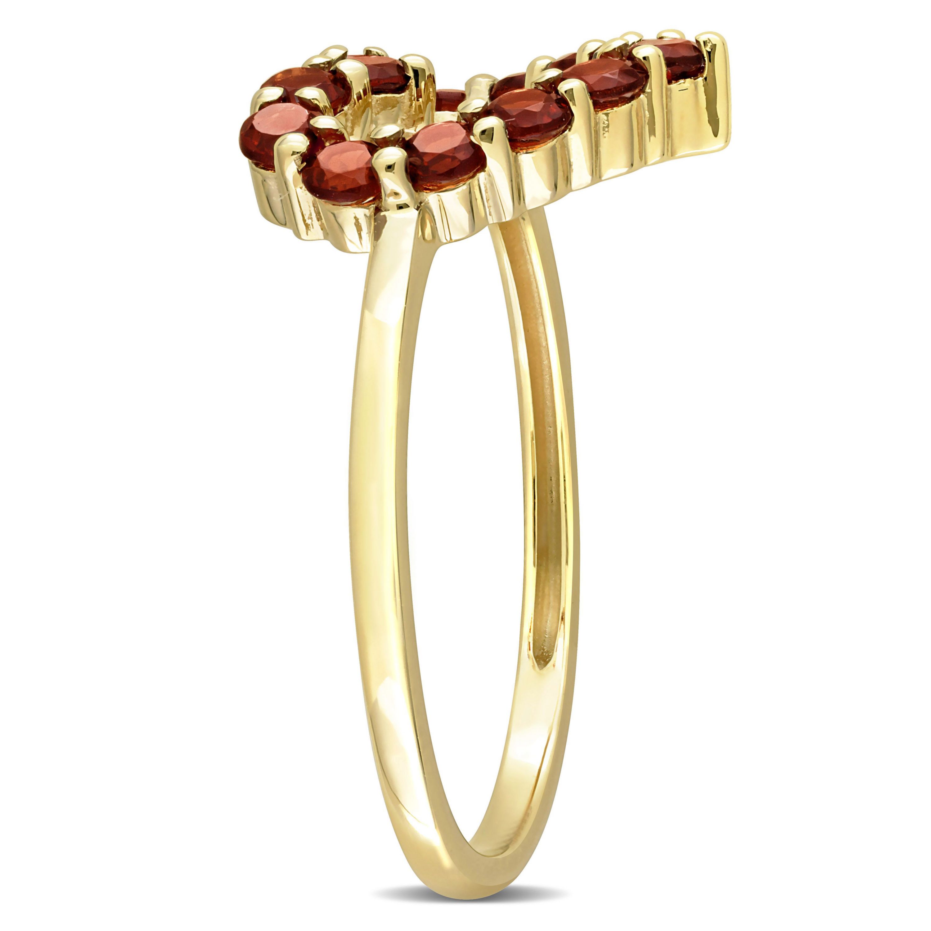 Garnet Open Heart Ring in 10K Yellow Gold