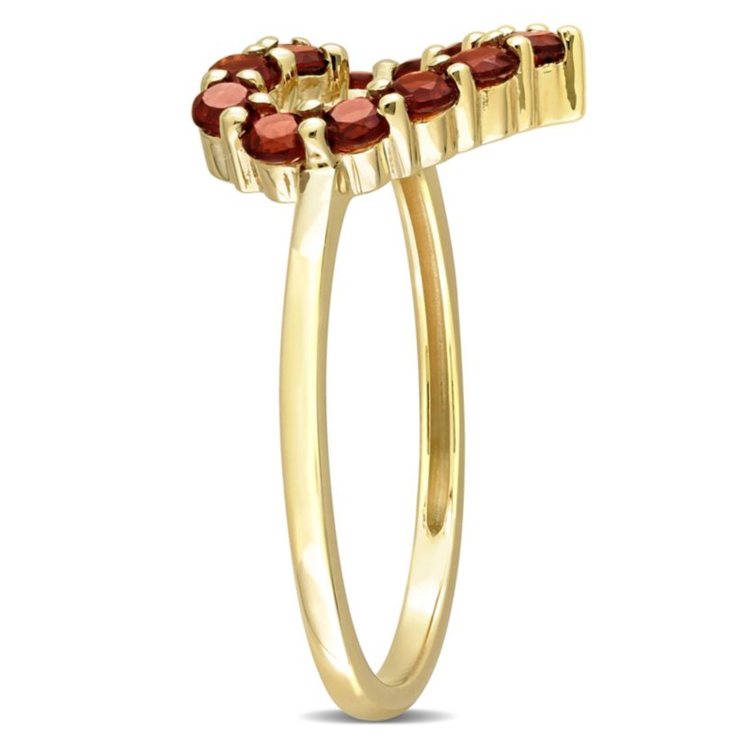 Garnet Open Heart Ring in 10K Yellow Gold